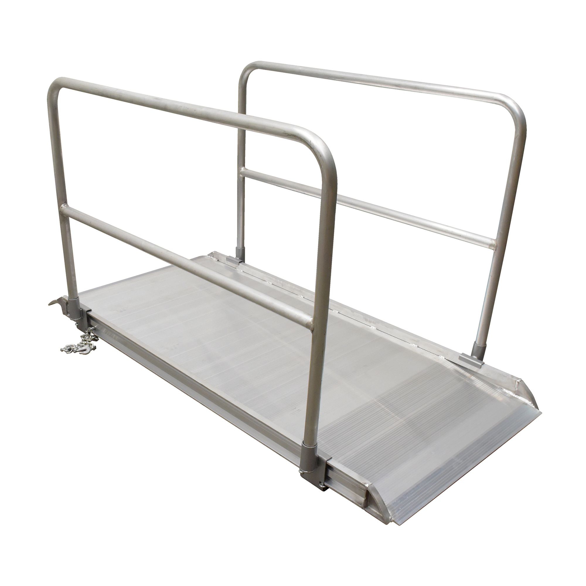 Vestil Walk Ramp with Handrails - 84in., Aluminum, 2800-Lb. Capacity, Non-Skid, Model# AWR-38-7A-HR